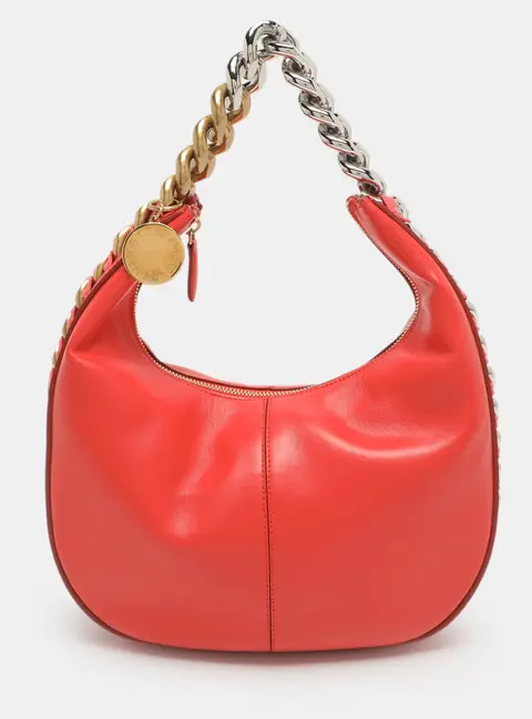 Stella McCartney Frayme Small Orange Faux Leather Hobo