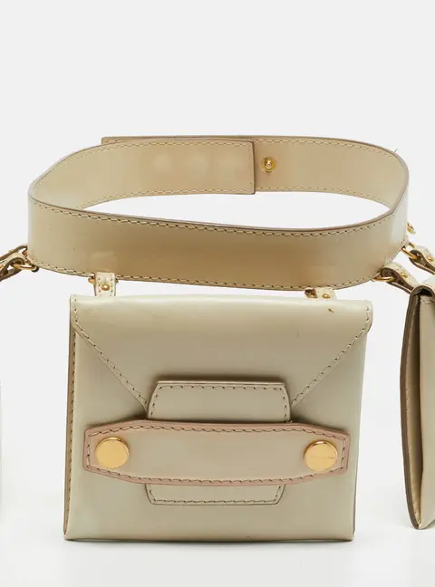 Stella McCartney Cream Faux Leather Trio Belt Bag