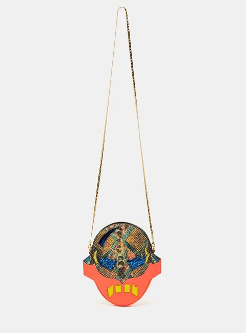 Stella McCartney Multicolor Python Effect Faux Leather Superhero Chain Clutch