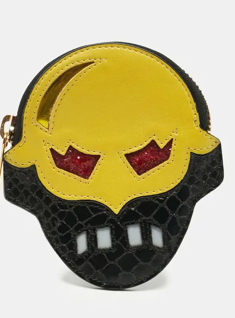 Stella McCartney Black/Yellow Faux Snakeskin Leather Superhero Coin Purse