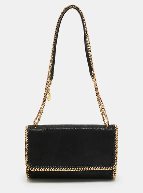 Stella McCartney Falabella Black Faux Suede Flap Bag