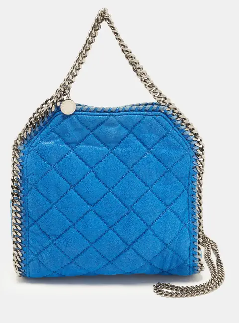 Stella McCartney Falabella Mini Blue Quilted Faux Leather Tote
