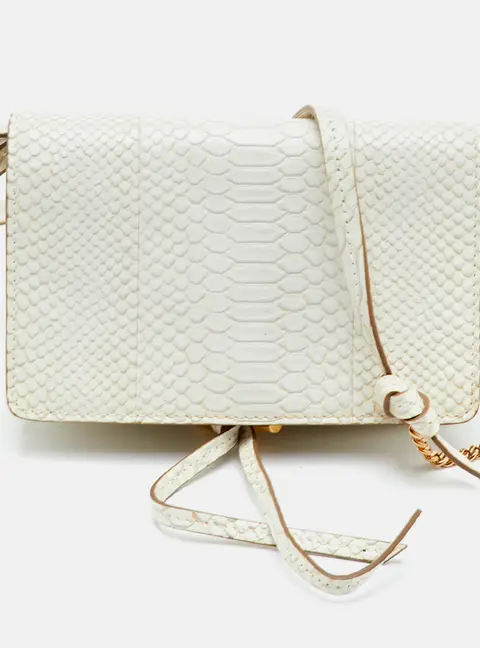 Stella McCartney Off White Faux Python Leather Crossbody Bag