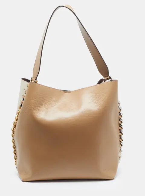 Stella McCartney Frayme Beige/White Faux Leather Tote