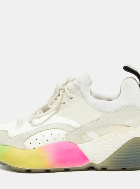 Stella McCartney Off White Faux Leather and Faux Suede Eclypse Sneakers Size 37