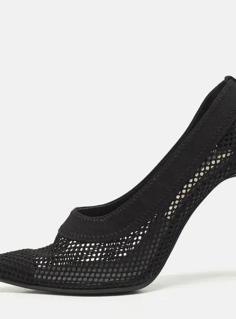 Stella McCartney Black Knit Mesh Pointed Toe Pumps Size 36