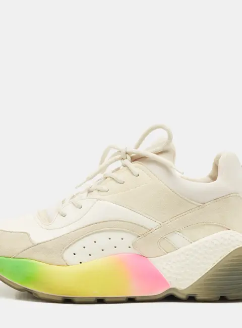 Stella McCartney Multicolor Faux Leather and Faux Suede Eclypse Lace Up Sneakers Size 38