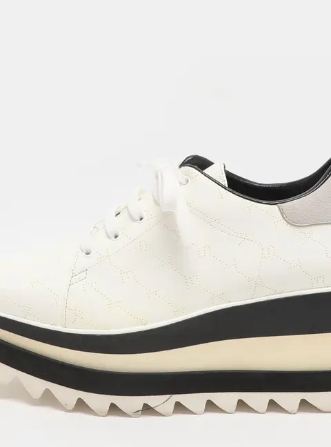 Stella McCartney Elyse Size 36.5 White Perforated Faux Leather Derby