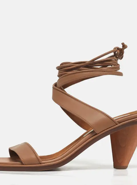 Stella McCartney Size 37.5 Beige Faux Leather Ankle Strap Sandals