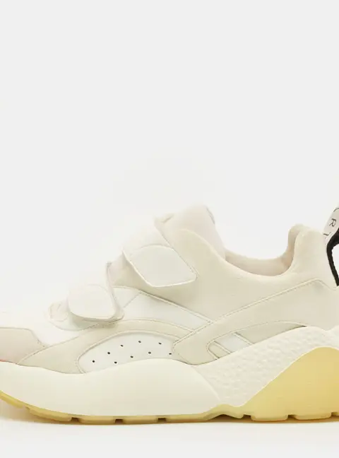 Stella McCartney Eclypse Size 41 White/Grey Faux Leather and Faux Suede Lace Up Sneakers