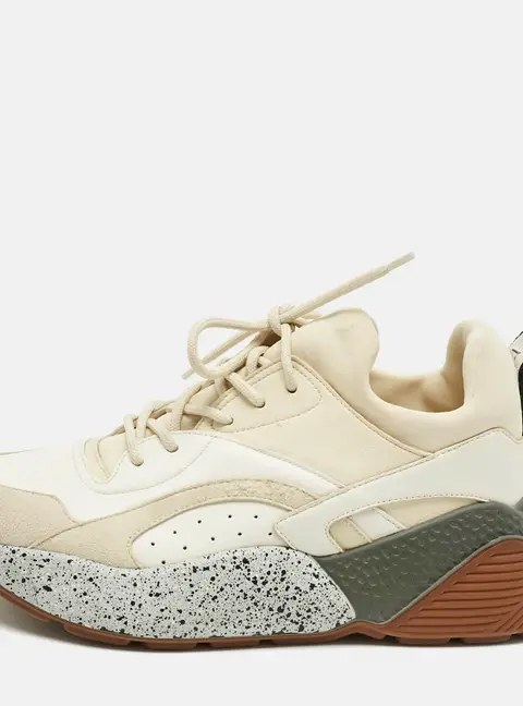 Stella McCartney Cream/White Fabric and Faux Leather Eclypse Lace Up Sneakers Size 39