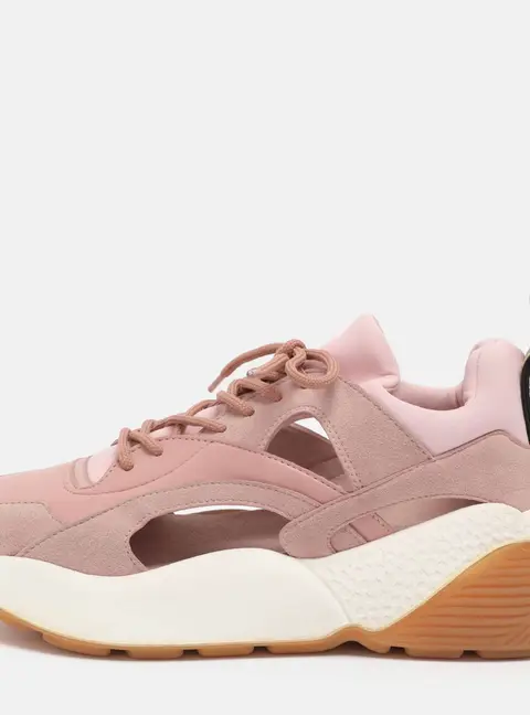 Stella McCartney Pink Faux Leather and Faux Suede Cut Out Eclypse Sneakers Size 39