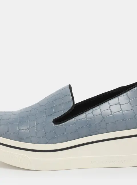 Stella McCartney Blue Faux Alligator Leather Binx Slip On Sneakers Size 35