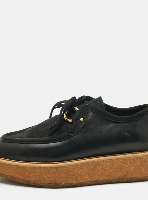 Stella McCartney Black Faux Suede and Faux Leather Brody Derby Size 36