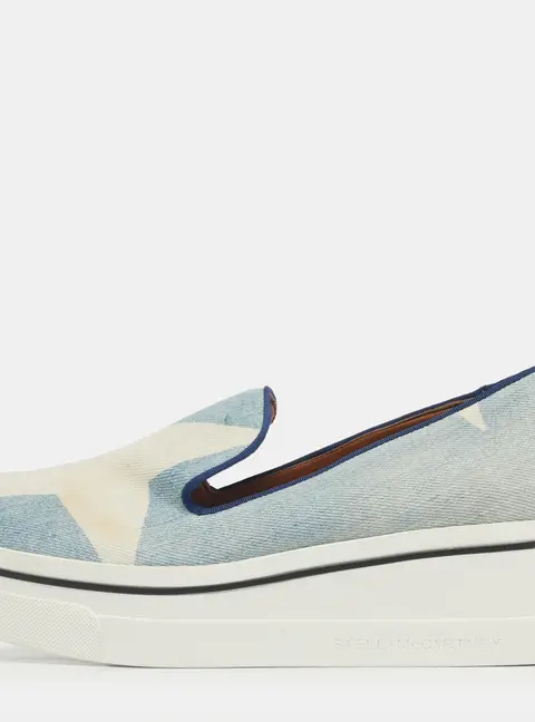 Stella McCartney Blue/Cream Denim Binx Slip On Sneakers Size 36