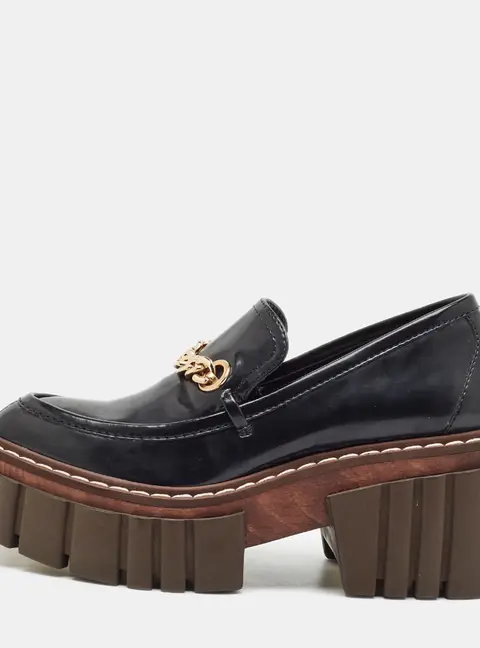 Stella McCartney Odette Size 37 Black Faux Leather Loafers