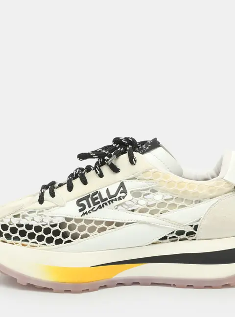 Stella McCartney Reclypse Size 38 White Faux Leather and Mesh Low Top Sneakers