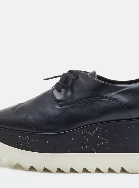 Stella McCartney Elyse Size 37 Faux Leather Studded Platform Derby Sneakers