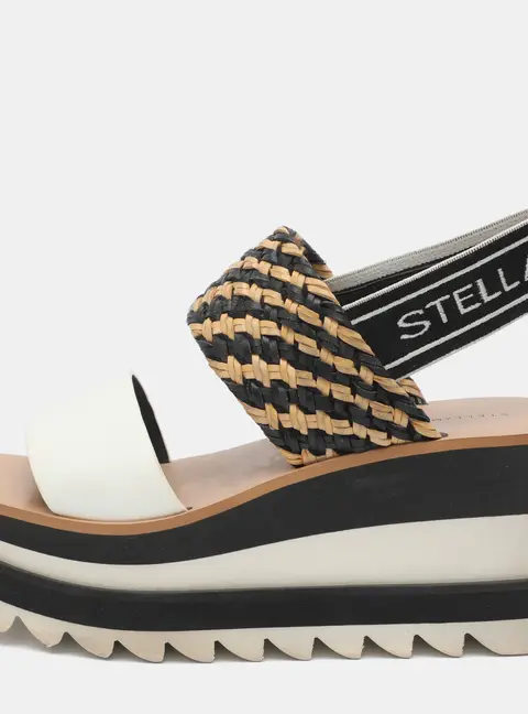 Stella McCartney Elyse Size 38 Multicolor Faux Leather Wedge Sandals