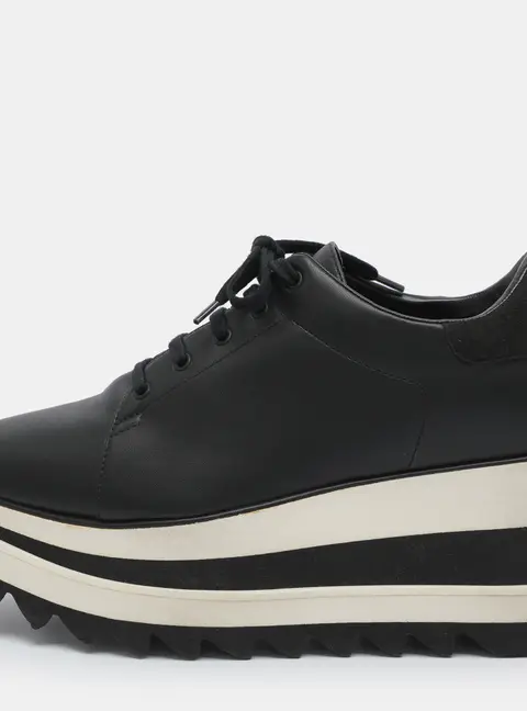 Stella McCartney Elyse Size 38 Black Faux Leather and Faux Suede Platform Derby Sneakers