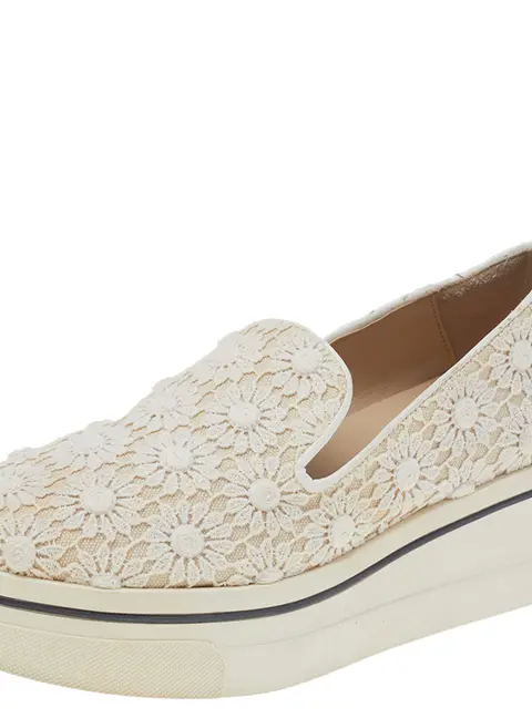 Stella McCartney Cream Floral-lace Slip on Sneakers Size 36
