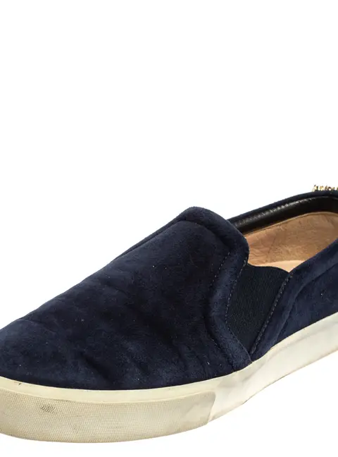 Stuart Weitzman Blue Suede Crystal Slip on Sneakers Size 38