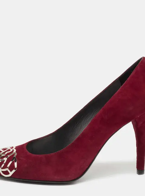 Stuart Weitzman Burgundy Suede Rosita Round Toe Pumps Size 37