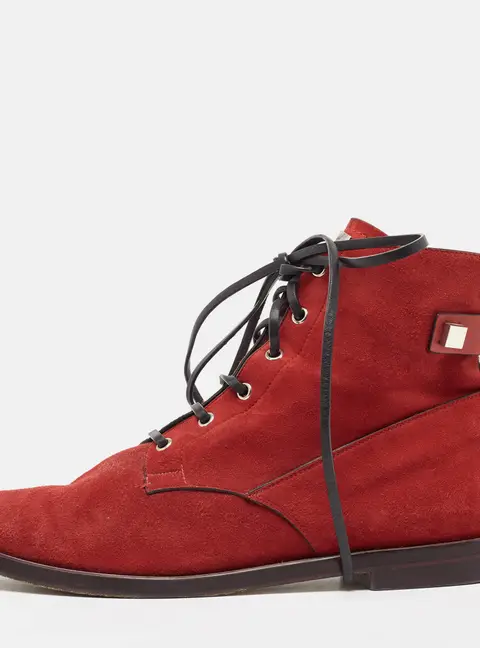 Stuart Weitzman Red Suede and Leather Ankle Boots Size 42.5