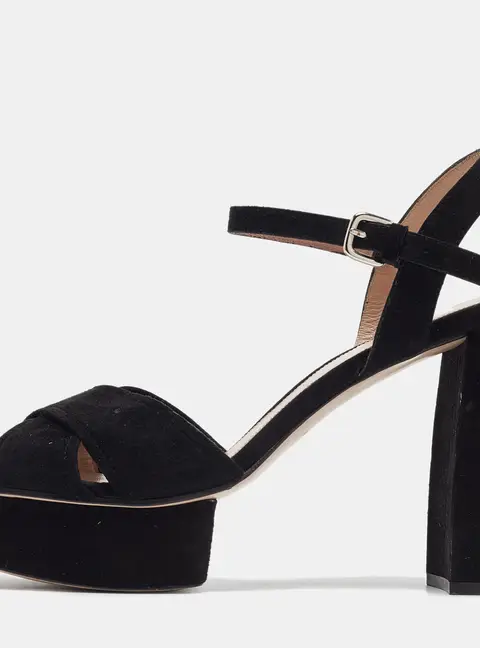 Stuart Weitzman Size 41.5 Black Suede Ankle Strap Sandals