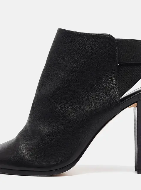 Stuart Weitzman Black Leather Cutout Elastic Booties Size 39