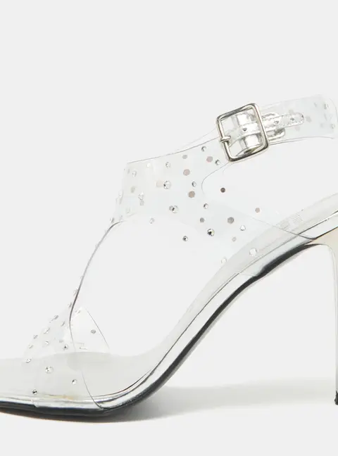 Stuart Weitzman Transparent PVC Ankle Strap Sandals Size 39.5