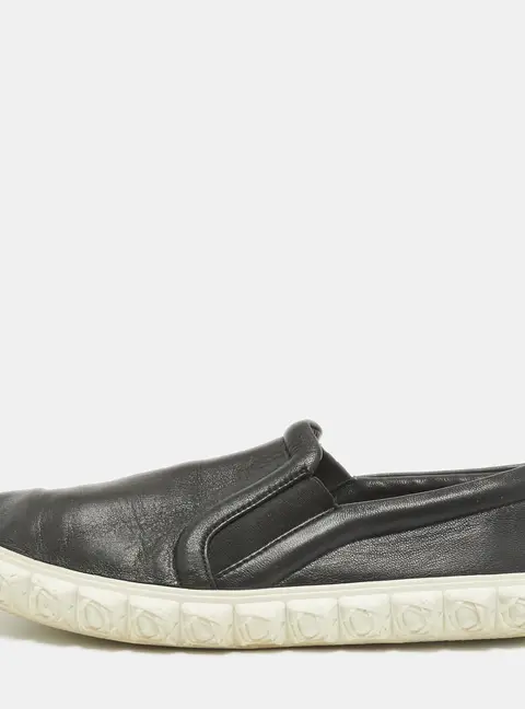 Stuart Weitzman Black Leather Slip On Sneakers Size 38.5