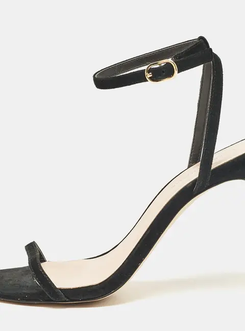 Stuart Weitzman Black Suede Ankle Strap Sandals Size 37.5