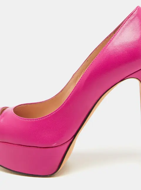 Stuart Weitzman Pink Leather Peep Toe Platform Pumps Size 36