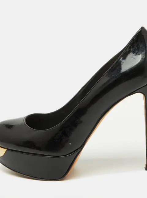 Stuart Weitzman Black Patent Leather Platform Pumps Size 39