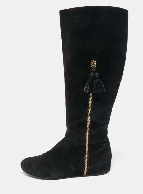 Stuart Weitzman Black Suede Knee Length Boots Size 39