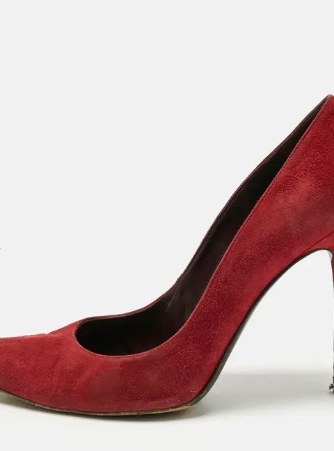 Stuart Weitzman Scarlet Red Suede Nouveau Pointed Toe Pumps Size 39