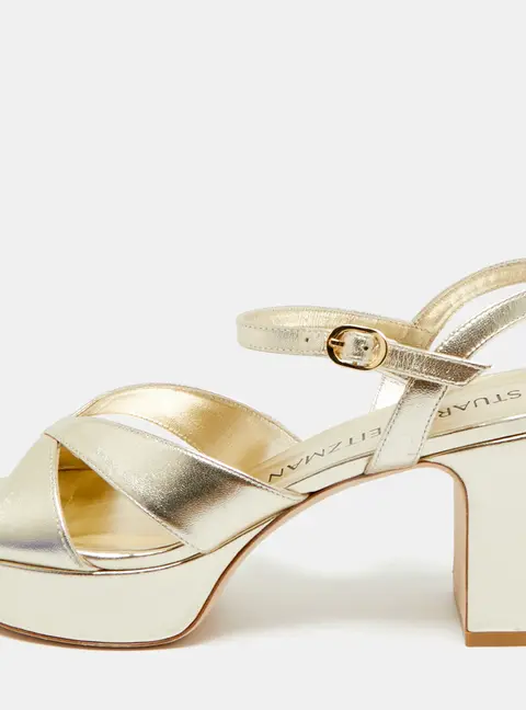 Stuart Weitzman Gold Leather Carmen Platform Sandals Size 39.5