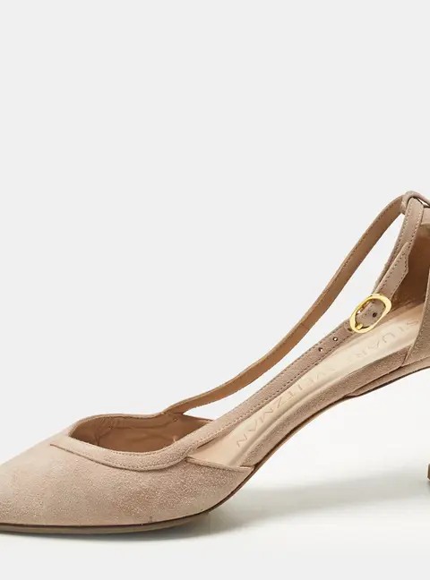 Stuart Weitzman Beige Suede Pointed Toe Cut-out Pumps Size 37