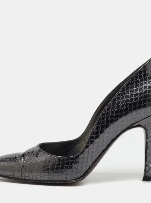 Stuart Weitzman Black Python Embossed Leather Pumps Size 38
