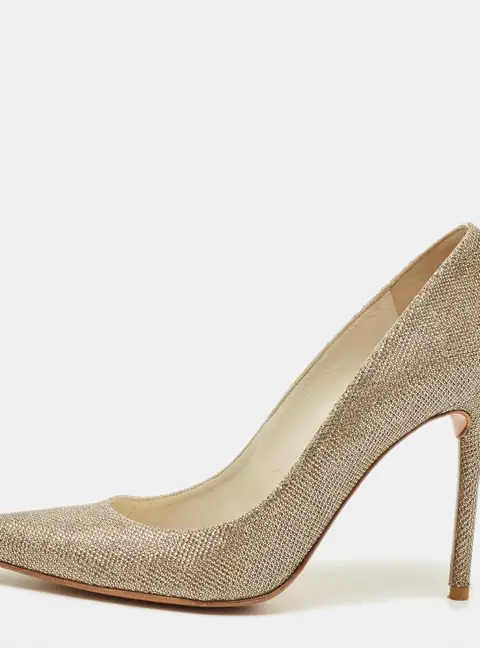 Stuart Weitzman Size 40 Metallic Lurex Fabric Pointed Toe Pumps