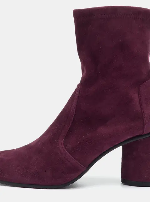 Stuart Weitzman Size 37 Burgundy Suede Block Heel Ankle Length Boots