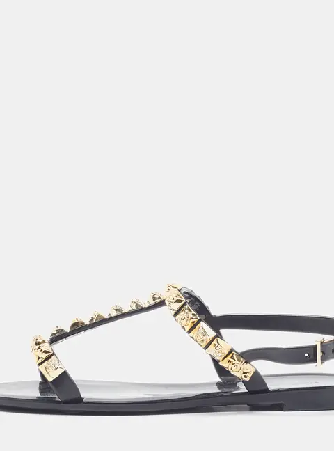 Stuart Weitzman Size 38.5 Black Jelly Thong Flat Sandals