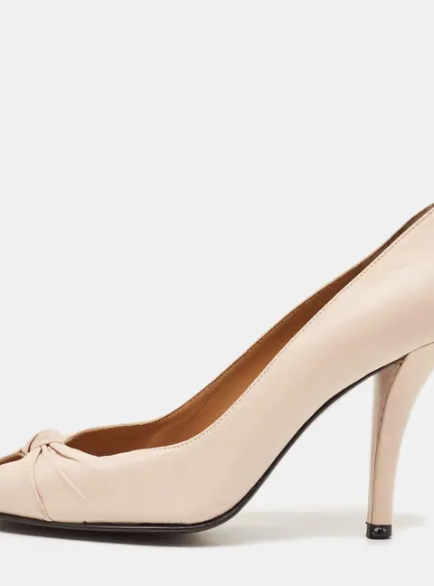 Stuart Weitzman Size 38.5 Pink Leather Peep Toe Pumps