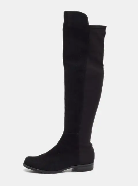 Stuart Weitzman Lowland Size 36.5 Black Fabric and Suede Knee Length Boots