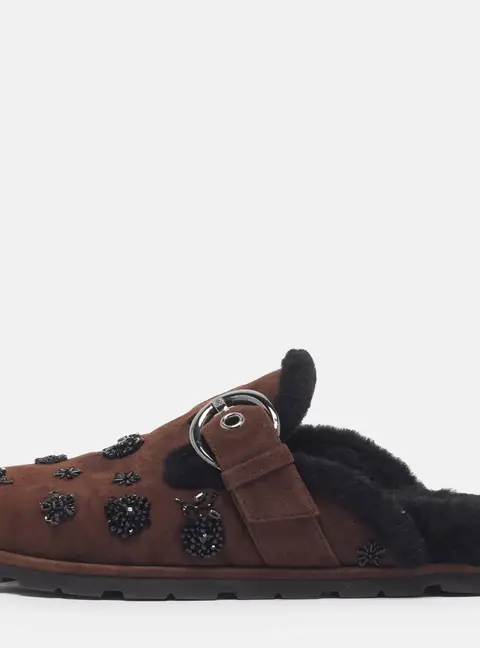 Stuart Weitzman Chrystie Embellished Size 40 Brown Suede Mules
