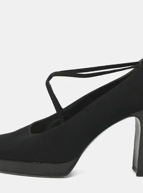 Stuart Weitzman Size 39 Black Nylon Platform Pumps