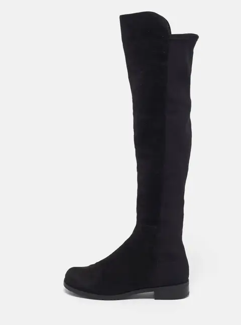 Stuart Weitzman 5050 Size 35.5 Black Fabric and Suede Knee Length Boots