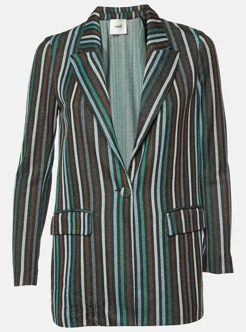 Suoli Metallic Lurex Knit Single Breasted Blazer S