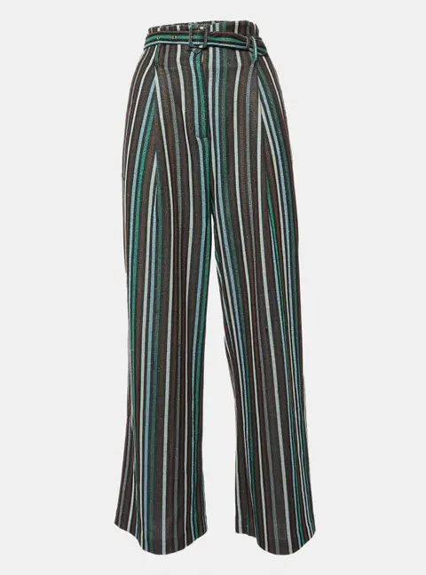 Suoli Multicolor Lurex Knit Belted Trousers S